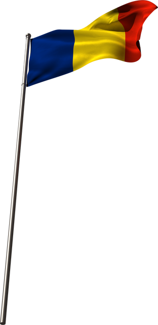 Transparent View of Romanian Flag Waving on Metal Flagpole - Download Free Stock Videos Pikwizard.com