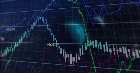 Futuristic Technological Finance Data with Digital Analysis Grid