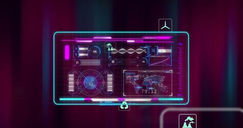 Futuristic digital interface with global data connectivity