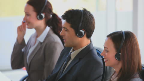 Business Team Working Together in a Call Center