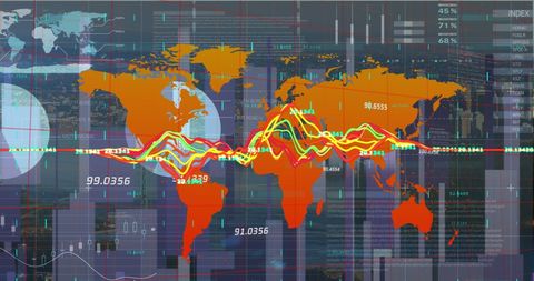 Global Data Analysis with City Overlay and World Map - Download Free Stock Images Pikwizard.com