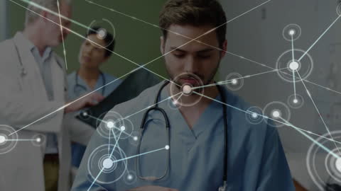 Healthcare Network and Diverse Medical Team Using Digital Technology