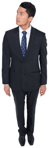 Transparent Background Man in Suit Looking Upward