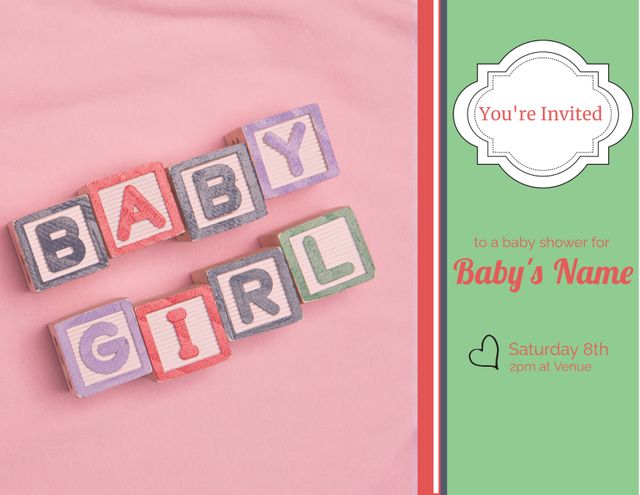 Baby Shower Invitation Featuring Alphabet Blocks and Soft Colors - Download Free Stock Templates Pikwizard.com