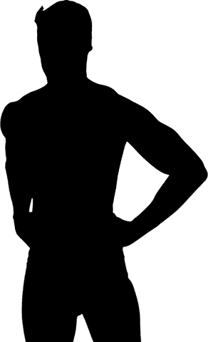 Transparent silhouette of sportsman in dynamic pose