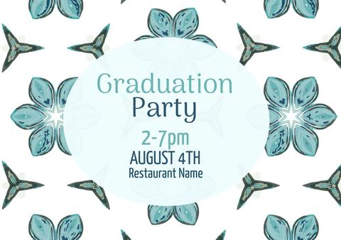 graduation party invitation with blue floral patterns - Download Free Stock Templates Pikwizard.com