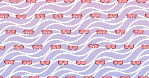 Seamless sun glasses pattern on violet wavy background