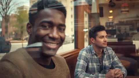 Friends Relaxing in Café Enjoying Friendly Conversation