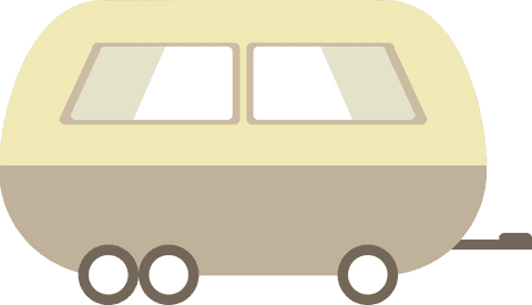 Digital Illustration Beige Camper Isolated Transparent Background