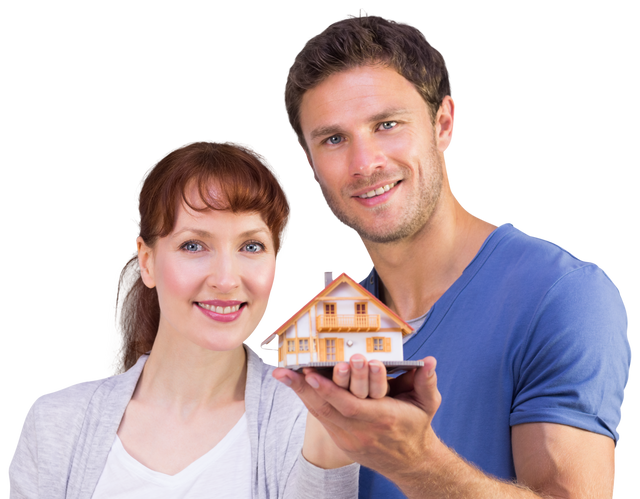 Couple Holding Model House Transparent Background Real Estate Home Buying Concept - Download Free Stock Videos Pikwizard.com