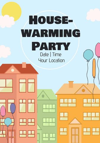 Colorful Housewarming Party Invitation Template with Balloons - Download Free Stock Templates Pikwizard.com