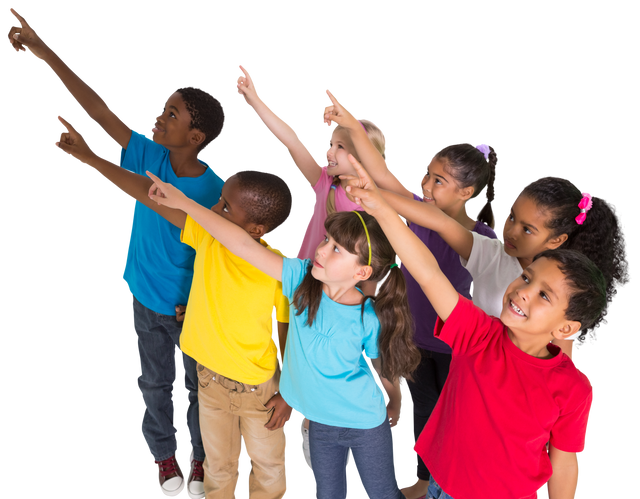 Happy Diverse Children Pointing on Transparent Background - Download Free Stock Videos Pikwizard.com