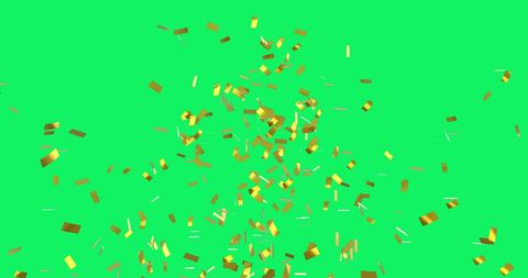 Glowing gold confetti on green screen background