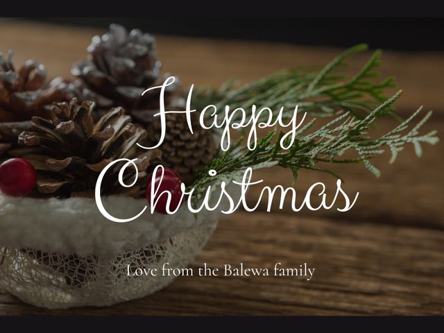 Festive Pine Cones and Sprigs with Happy Christmas Message - Download Free Stock Templates Pikwizard.com