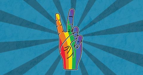 Rainbow-Colored Peace Hand on Dynamic Blue Background - Download Free Stock Images Pikwizard.com