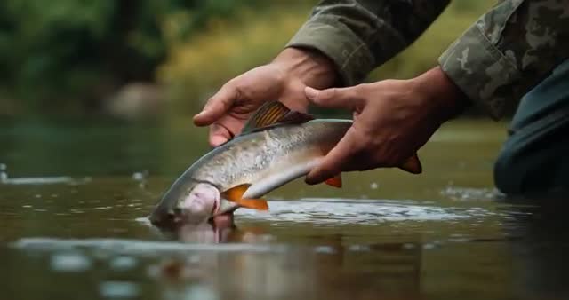Catch and Release of Rainbow Trout in Calm Waters