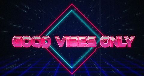 Retro neon good vibes only digital design