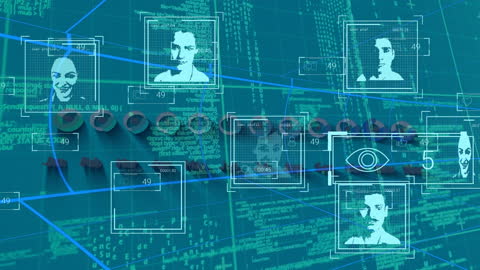 Digital Interface Display Highlighting Data Processing