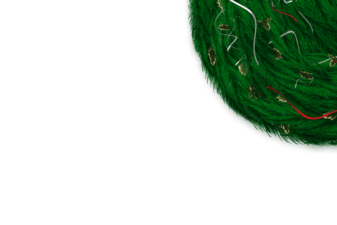 Transparent Holiday Christmas Wreath with Red and White Ribbon