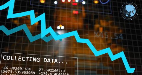 Financial Data Analysis with Downward Graph Overlay - Download Free Stock Images Pikwizard.com