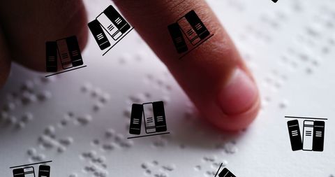 Young Boy Reading Braille Surrounded by Education Icons - Download Free Stock Images Pikwizard.com