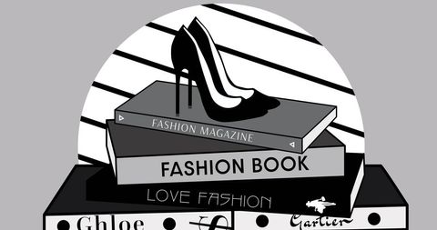 Stylish black and white fashion books and accessories