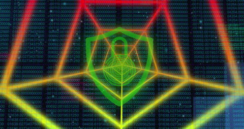 Futuristic Cybersecurity Lock with Data Streams