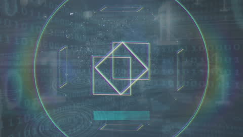 Futuristic Cybersecurity Interface with Rotating Digital Elements