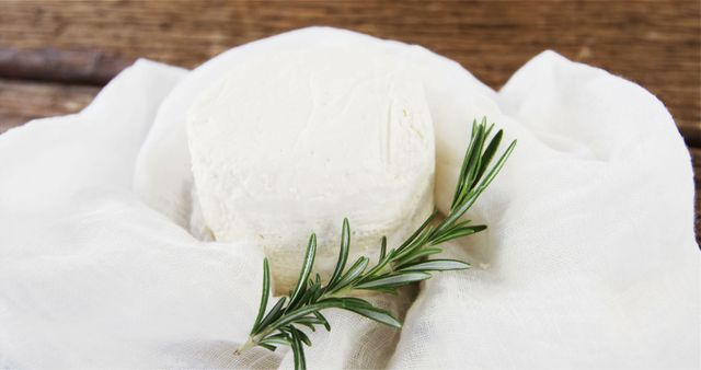 Fresh Homemade Ricotta Cheese with Rosemary on White Cloth - Download Free Stock Images Pikwizard.com