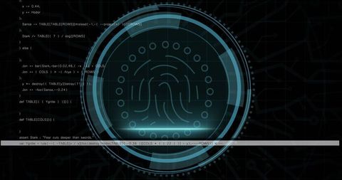 Futuristic Biometric Interface with Fingerprint and Code Projection - Download Free Stock Images Pikwizard.com