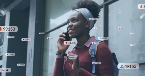 Young Woman Engaging with Social Media Influencing Public