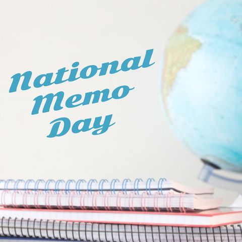 national memo day concept with spiral notebooks and globe - Download Free Stock Templates Pikwizard.com