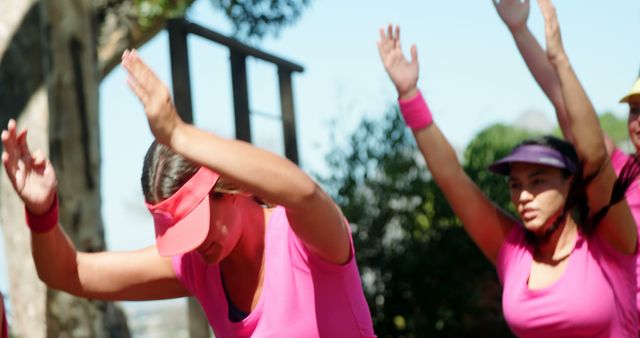 Women Exercising Outdoors in Pink Sportswear - Download Free Stock Images Pikwizard.com