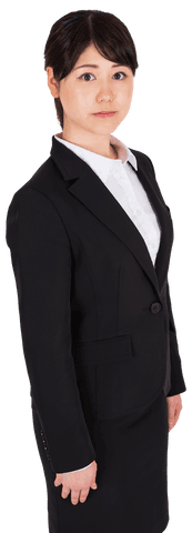 Serious Asian Businesswoman Portrait on Transparent Background