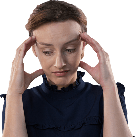 Caucasian Woman Gesturing Thoughtfully on Transparent Background