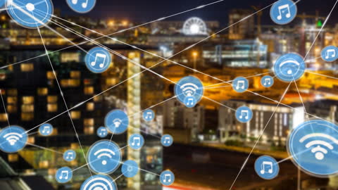 Digital Network Concept Over City Nightscape