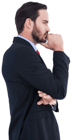 Transparent Background of Businessman Thinking Navely