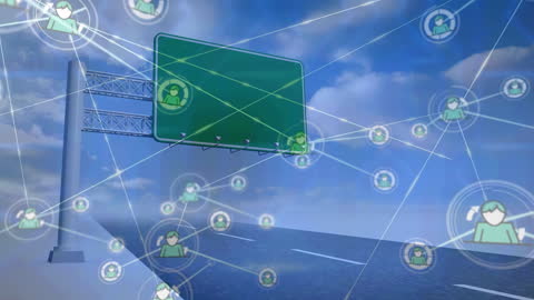 Digital Networking Icons on Highway to Innovation