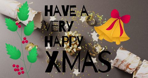 Festive Christmas Greeting with Decorations and Merry Wishes