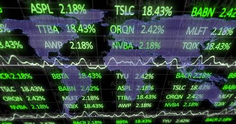 Global Stock Ticker Display on Digital Trading Interface