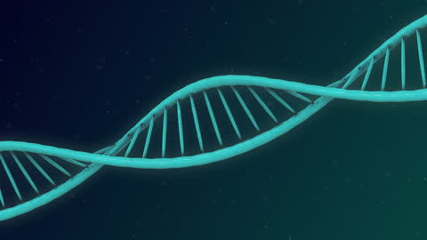 Rotating DNA Strand Animation on Green: Biotechnology Concept