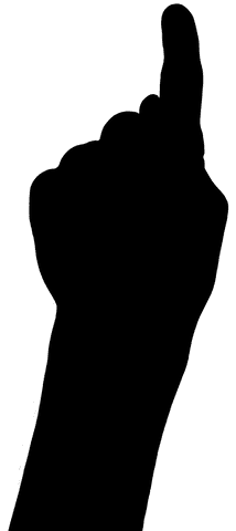 Silhouette of hand on transparent background