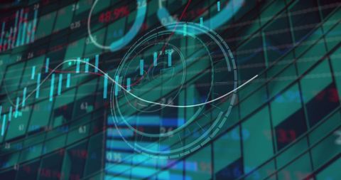 6G Technology with Stock Market Data Overlaying Modern Building