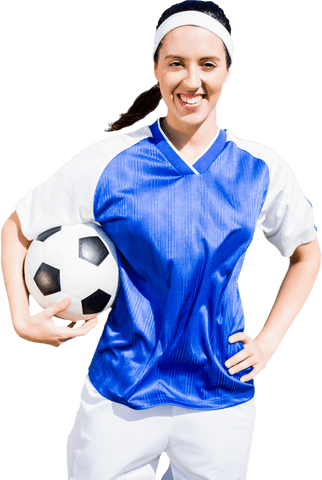 caucasian female athlete holding soccer ball on transparent background - Download Free Stock Videos Pikwizard.com