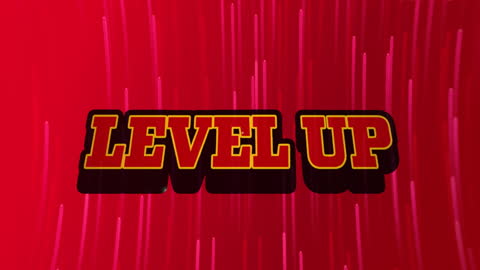 Digital Level Up Animation with Dynamic Red Background