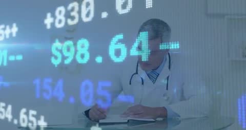 Technology in Modern Healthcare: Doctor Analyzing Financial Data