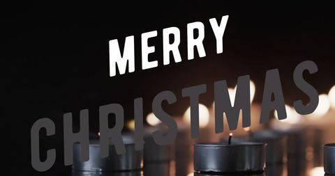 Merry Christmas Text with Festive Tea Candles