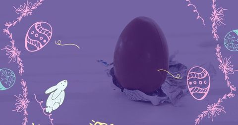 Chocolate Easter Egg Surrounded by Decorative Hand-Drawn Designs - Download Free Stock Images Pikwizard.com