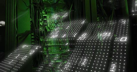 Abstract Digital Binary Code and Data Flow in Server Room - Download Free Stock Images Pikwizard.com