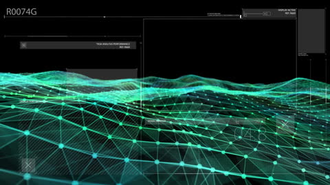 Futuristic Digital Interface with Streaming Data Waves